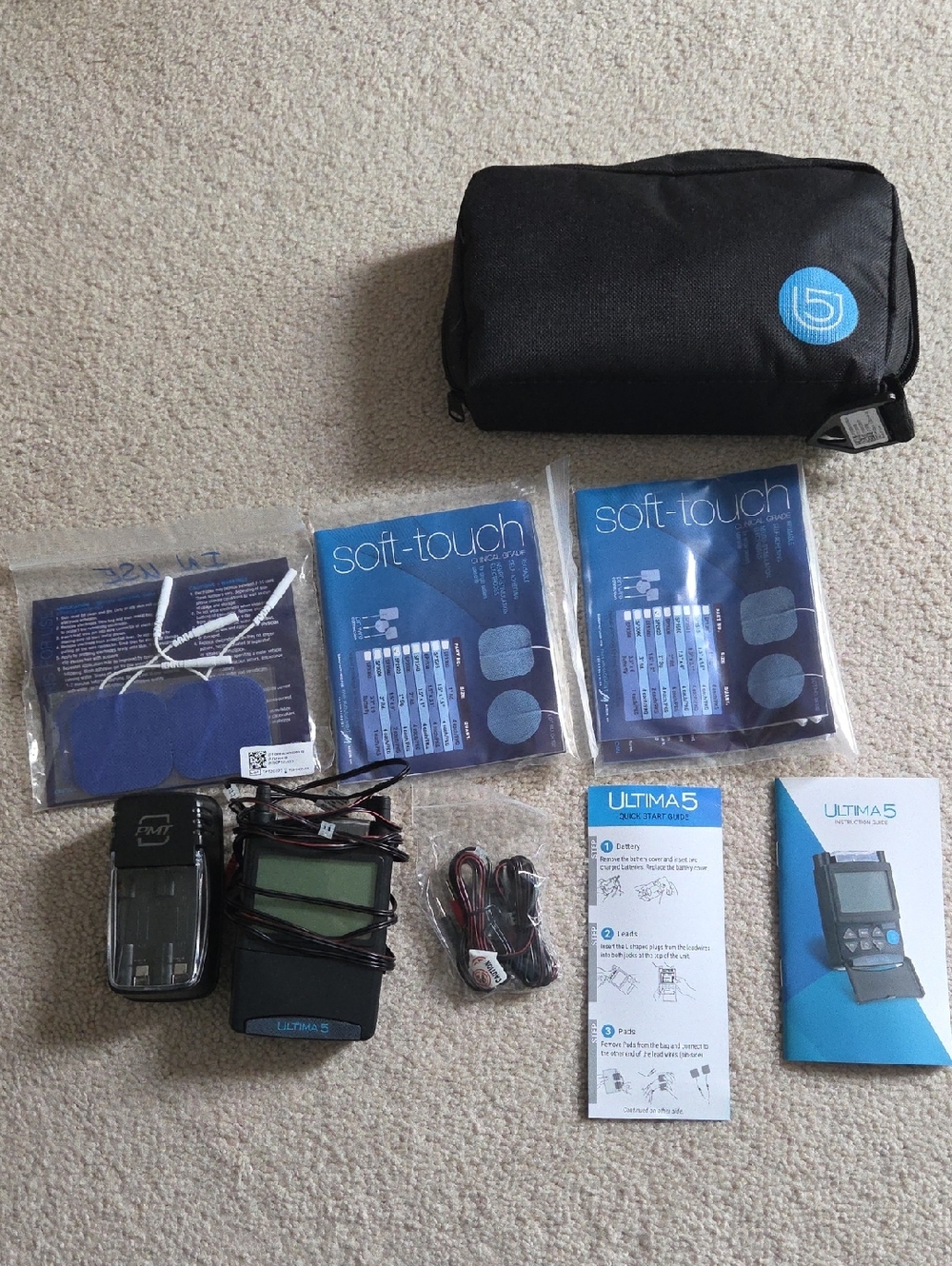 Ultima5 Tens Unit Pain Management W/ Soft Touch Electrodes And Battery Charger